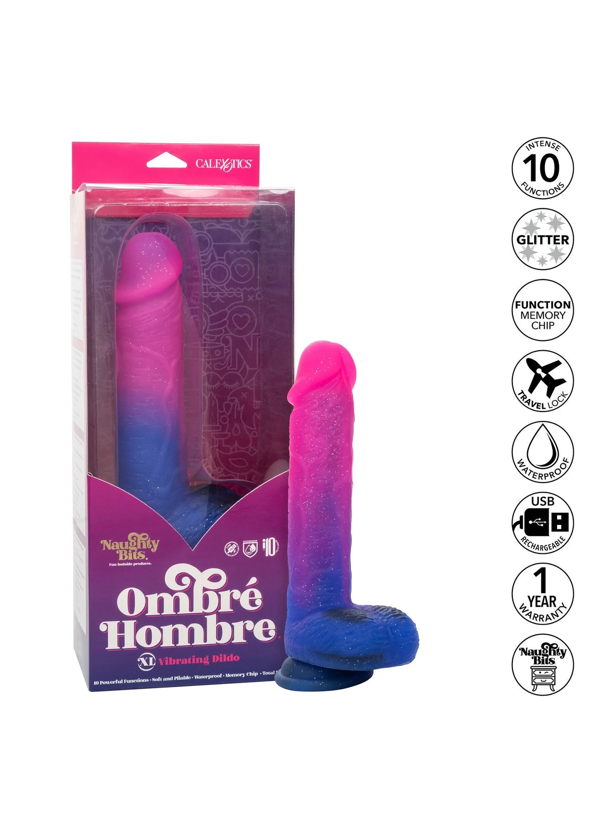 Bestel: Naughty Bits Ombré Hombre XL Vibrating Dildo by CalExotics - bij Happytoys: de erotische sex webshop | liever Happy dan Easy ⭐⭐⭐⭐⭐