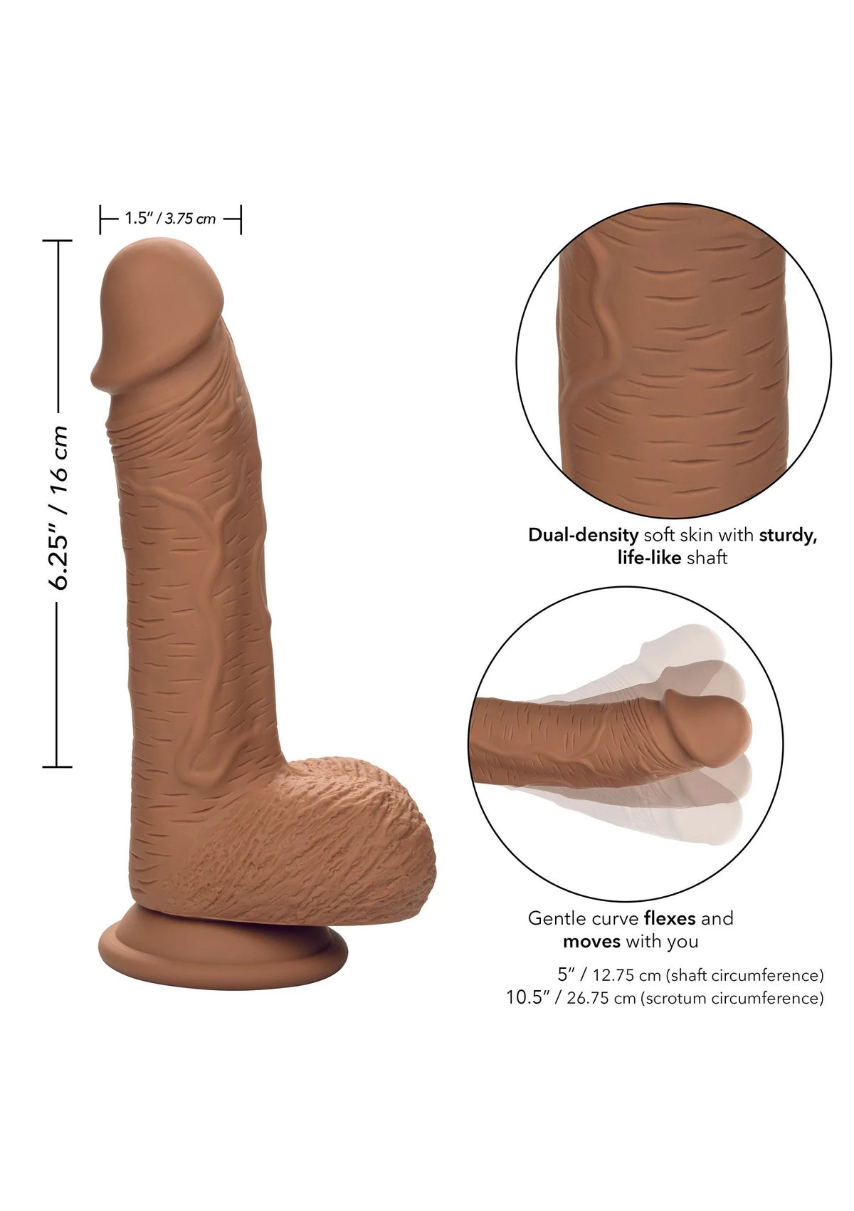 Bestel: Dual Density Silicone Stud Brown 6.25 inch by CalExotics - bij Happytoys: de erotische sex webshop | liever Happy dan Easy ⭐⭐⭐⭐⭐