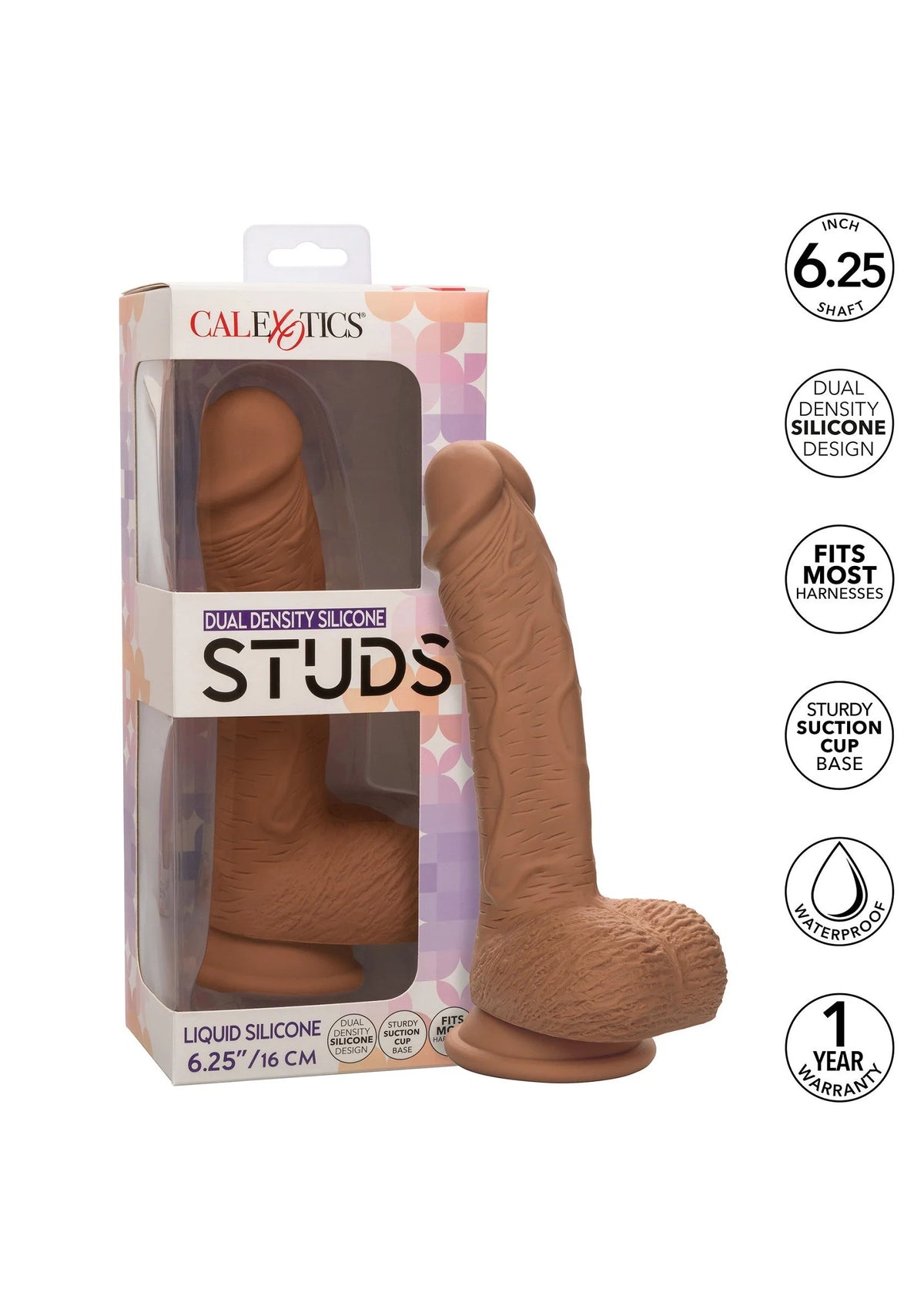Bestel: Dual Density Silicone Stud Brown 6.25 inch by CalExotics - bij Happytoys: de erotische sex webshop | liever Happy dan Easy ⭐⭐⭐⭐⭐