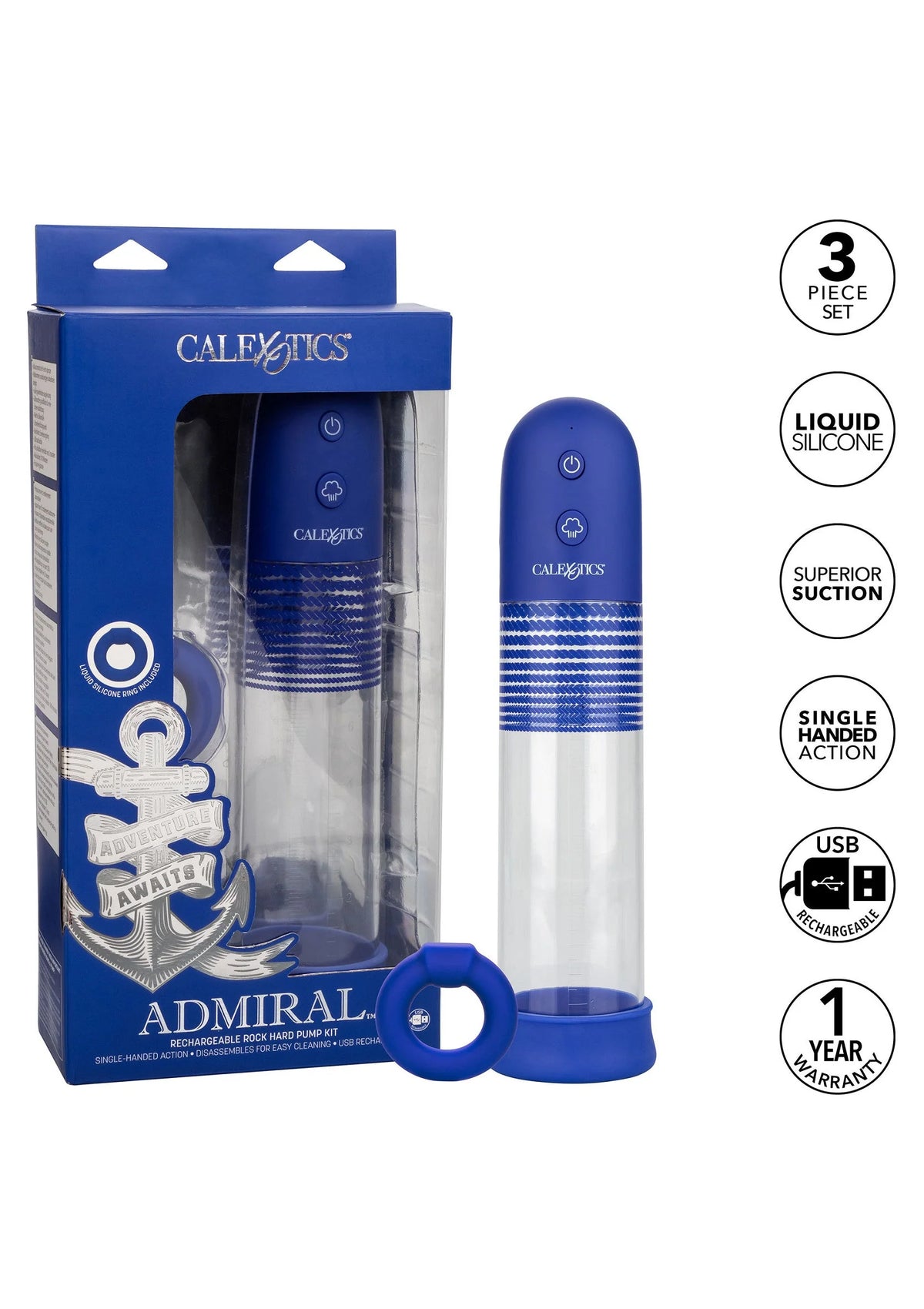Bestel: Admiral Rechargeable Rock Hard Pump Kit by CalExotics - bij Happytoys: de erotische sex webshop | liever Happy dan Easy ⭐⭐⭐⭐⭐
