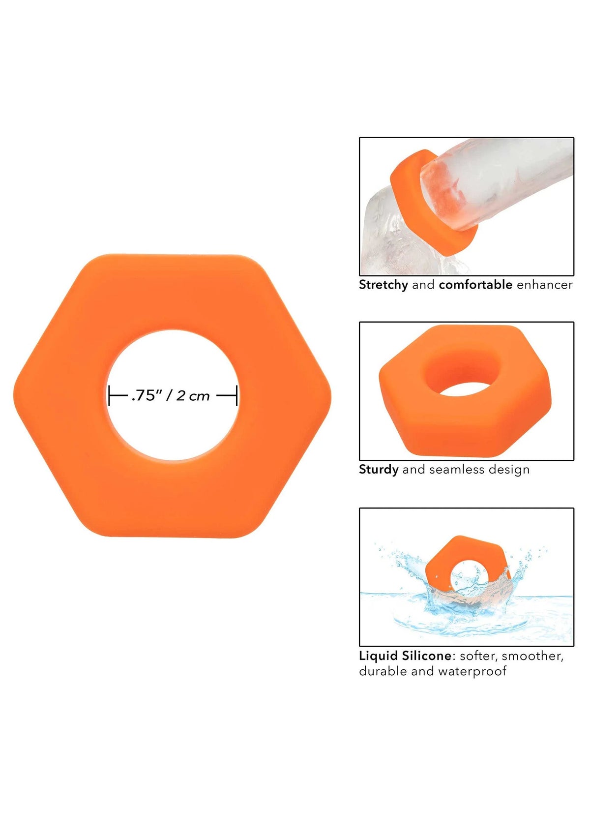 Bestel: Alpha Liquid Silicone Prolong Sexagon Ring by CalExotics - bij Happytoys: de erotische sex webshop | liever Happy dan Easy ⭐⭐⭐⭐⭐