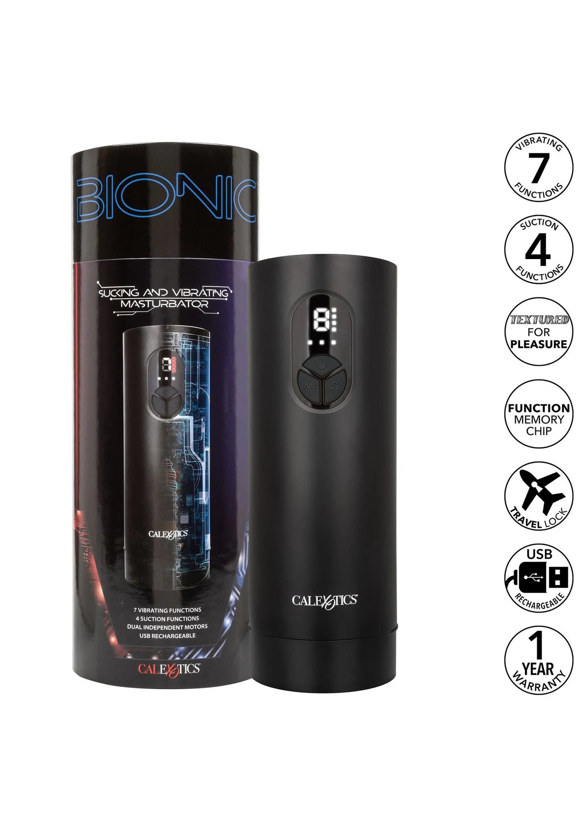 Bestel: Bionic Sucking and Vibrating Masturbator by CalExotics - bij Happytoys: de erotische sex webshop | liever Happy dan Easy ⭐⭐⭐⭐⭐