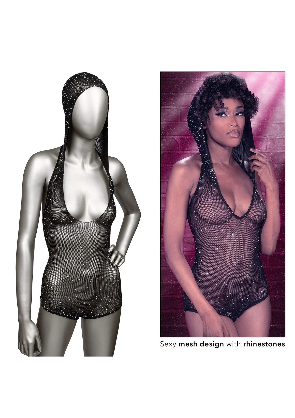 Bestel: Radiance Hooded Deep V Body Suit by CalExotics - bij Happytoys: de erotische sex webshop | liever Happy dan Easy ⭐⭐⭐⭐⭐