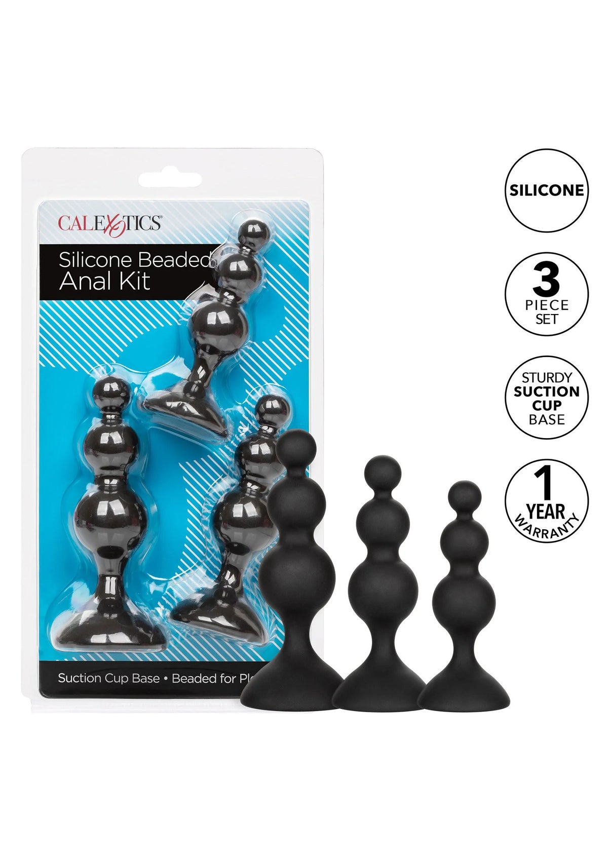 Bestel: Silicone Beaded Anal Kit by CalExotics - bij Happytoys: de erotische sex webshop | liever Happy dan Easy ⭐⭐⭐⭐⭐