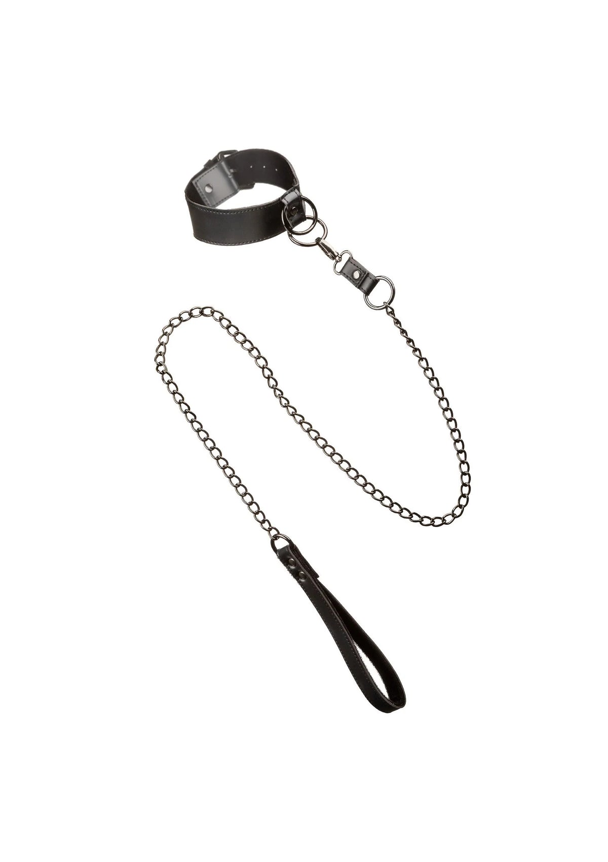 Bestel: Euphoria Collection Collar with Chain Leash by CalExotics - bij Happytoys: de erotische sex webshop | liever Happy dan Easy ⭐⭐⭐⭐⭐ - Default Title - 16713 - BLACK