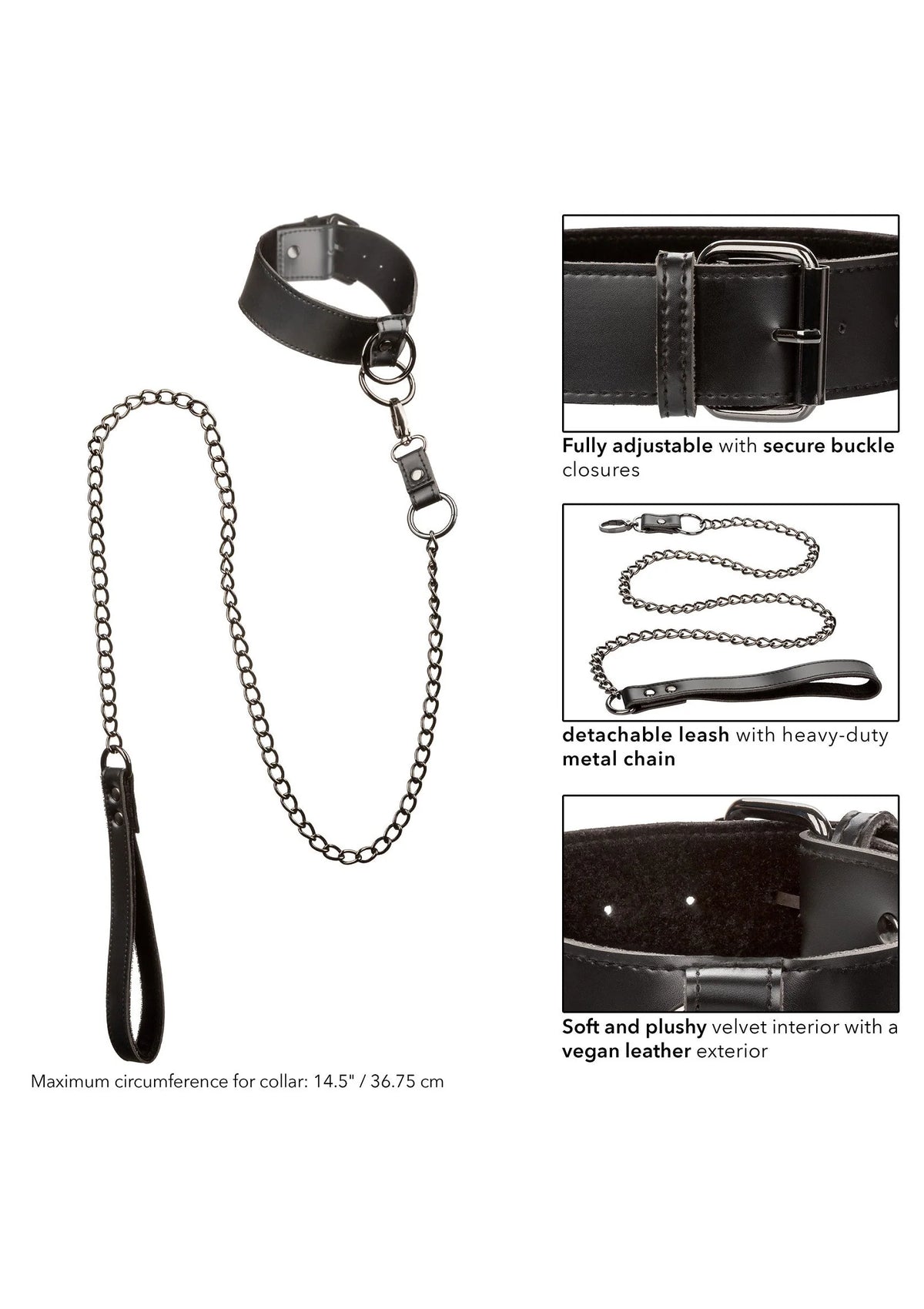 Bestel: Euphoria Collection Collar with Chain Leash by CalExotics - bij Happytoys: de erotische sex webshop | liever Happy dan Easy ⭐⭐⭐⭐⭐
