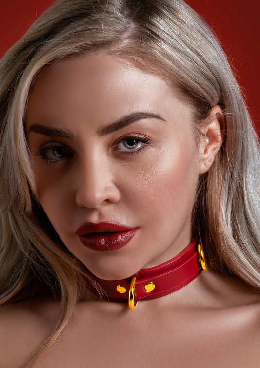 Bestel: D - Ring Collar Deluxe - bij Happytoys: de erotische sex webshop | liever Happy dan Easy ⭐⭐⭐⭐⭐ - Default Title - 17153 - RED