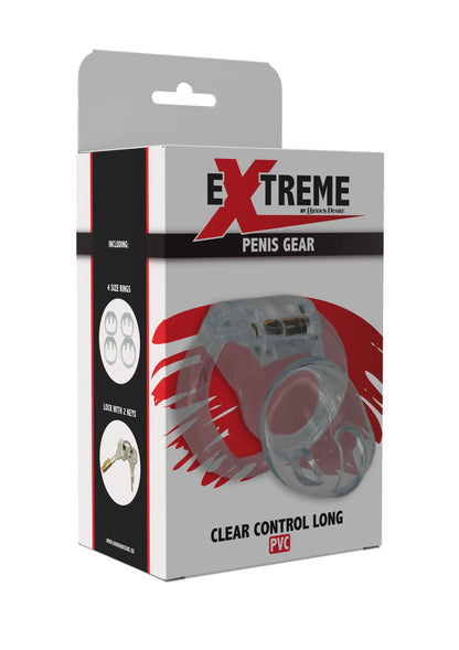 Bestel: Clear Control Cock Cage Long by Hidden Desire - bij Happytoys: de erotische sex webshop | liever Happy dan Easy ⭐⭐⭐⭐⭐