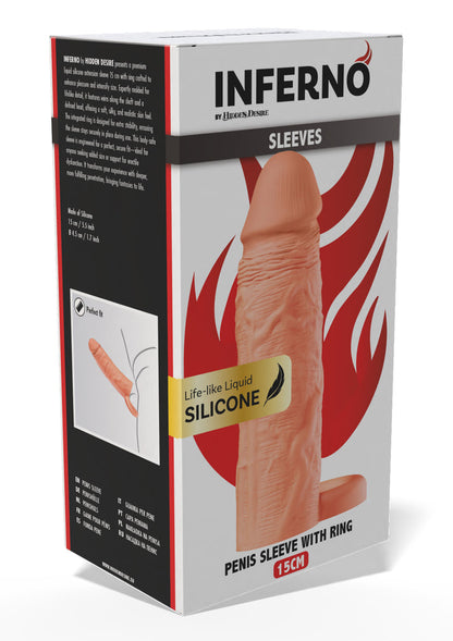 Bestel: Penis Sleeve Liquid Silicone Ring 15 cm by Hidden Desire Inferno - bij Happytoys: de erotische sex webshop | liever Happy dan Easy ⭐⭐⭐⭐⭐