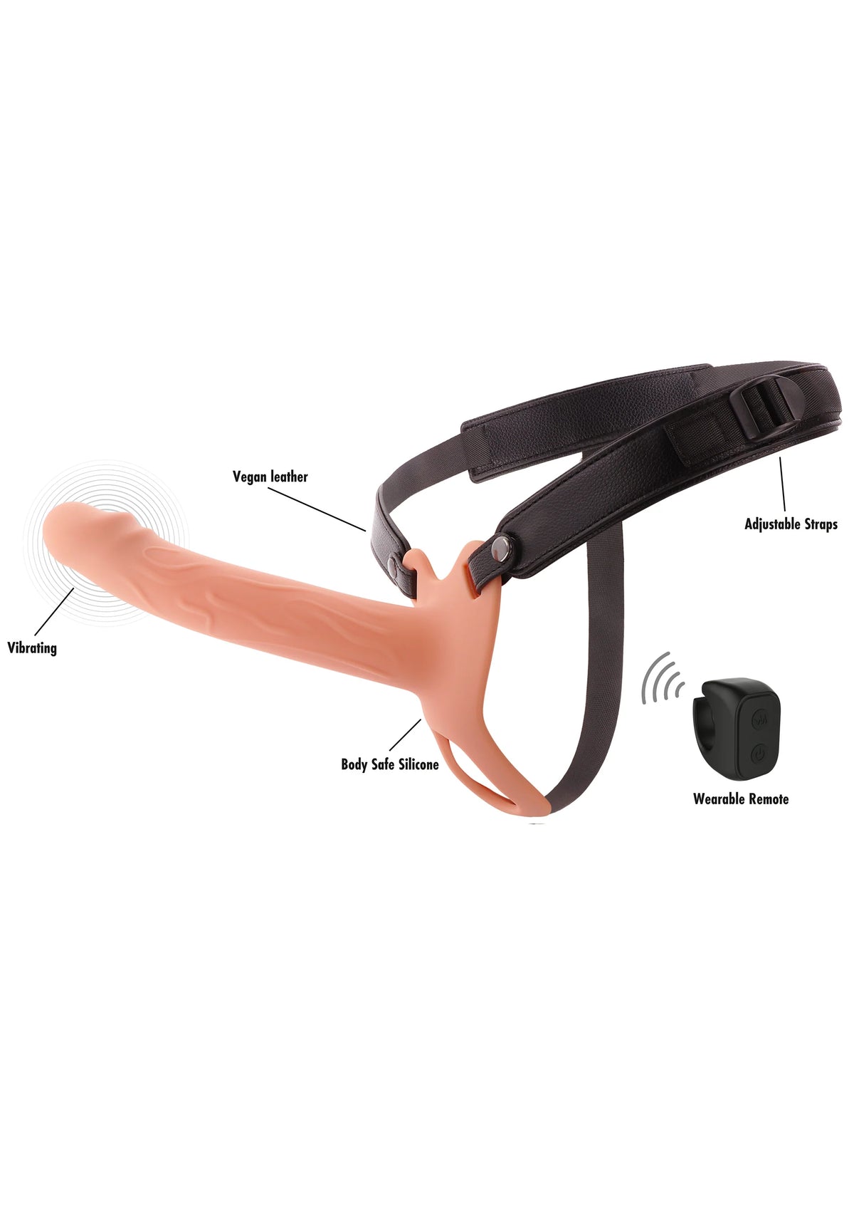 Bestel: Hollow Penis Strapon Vibrating 20cm Skin by Hidden Desire - bij Happytoys: de erotische sex webshop | liever Happy dan Easy ⭐⭐⭐⭐⭐