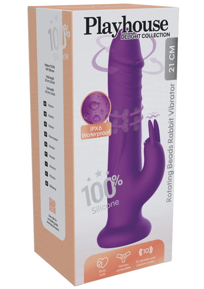 Bestel: Rotating Beads Rabbit Vibrator by Playhouse Delight - bij Happytoys: de erotische sex webshop | liever Happy dan Easy ⭐⭐⭐⭐⭐