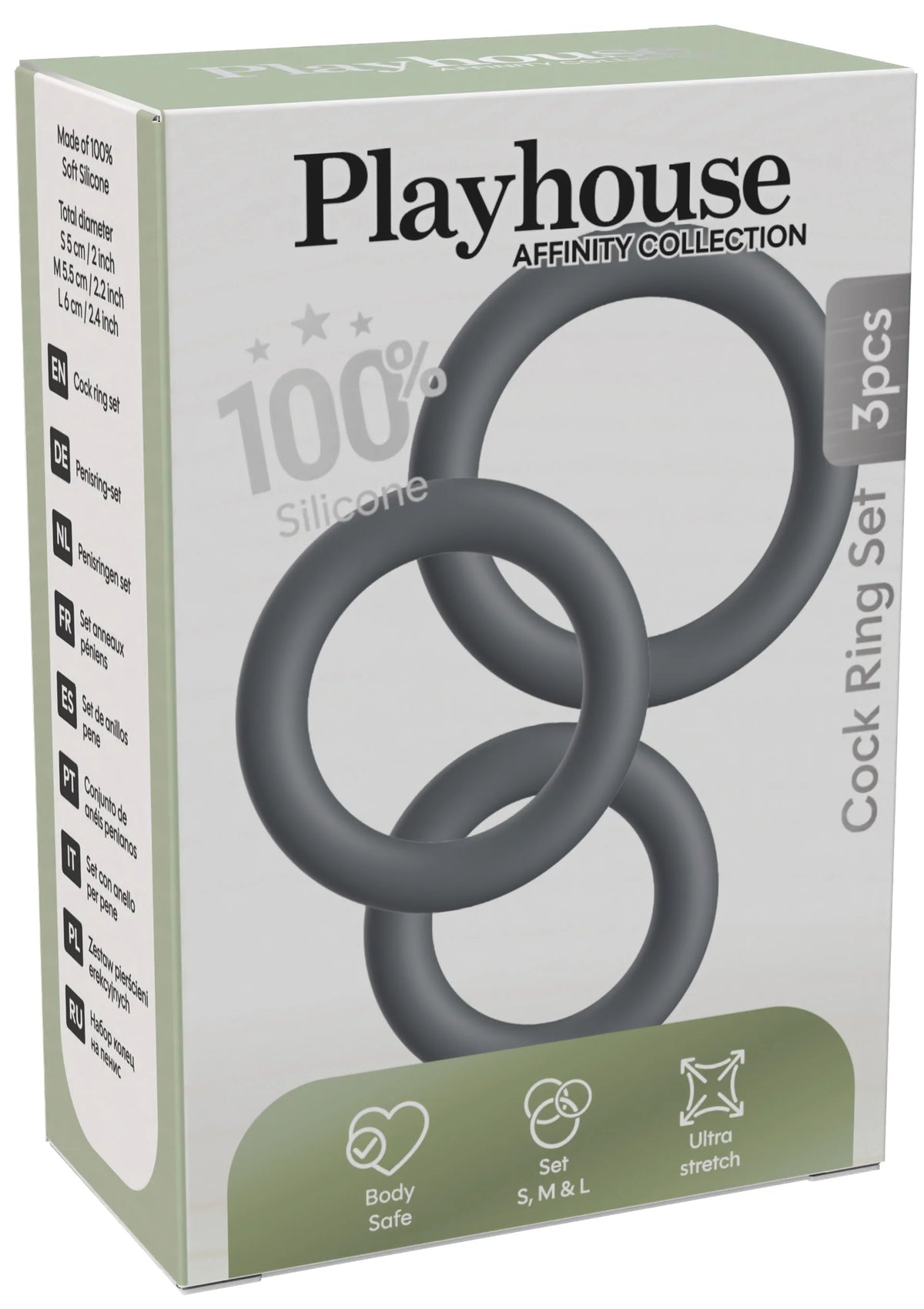 Bestel: Cock Ring Set 3pcs by Playhouse - bij Happytoys: de erotische sex webshop | liever Happy dan Easy ⭐⭐⭐⭐⭐ - Default Title - 25603 - GREY