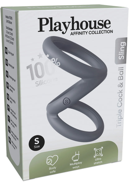 Bestel: Triple Cock & Ball Sling Small by Playhouse Affinity - bij Happytoys: de erotische sex webshop | liever Happy dan Easy ⭐⭐⭐⭐⭐ - Default Title - 25607 - GREY