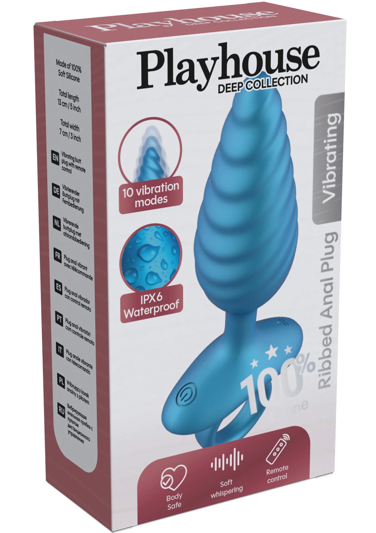 Bestel: Ribbed Anal Plug Vibrating + Remote by Playhouse - bij Happytoys: de erotische sex webshop | liever Happy dan Easy ⭐⭐⭐⭐⭐ - Default Title - 25632 - BLUE