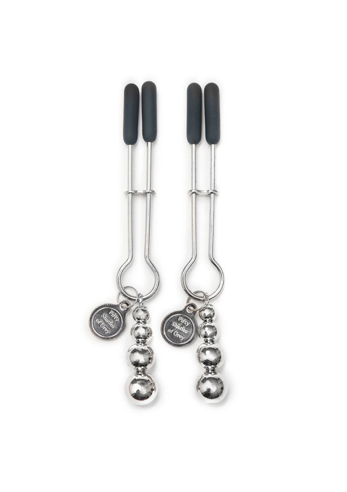 Bestel: The Pinch Adjustable Nipple Clamps by Fifty Shades of Grey - bij Happytoys: de erotische sex webshop | liever Happy dan Easy ⭐⭐⭐⭐⭐ - Default Title - 29038 - SILVER