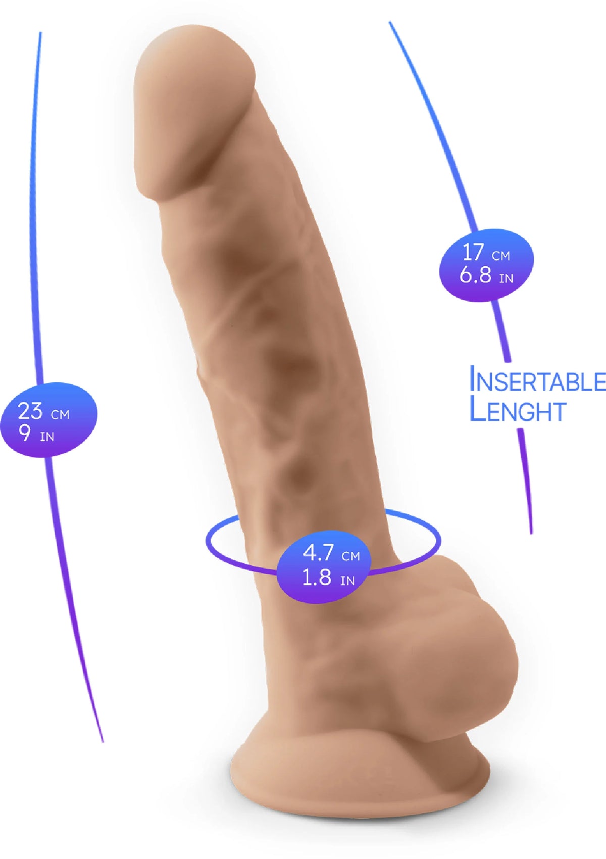 Bestel: Dildo Model 9 inch by Silex - bij Happytoys: de erotische sex webshop | liever Happy dan Easy ⭐⭐⭐⭐⭐