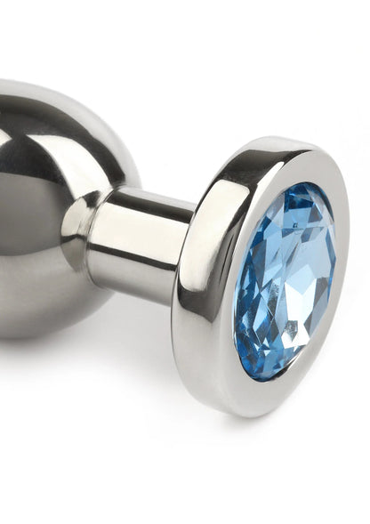 Bestel: Mr. Steel Jewled Butt Plug Small (Blue) - bij Happytoys: de erotische sex webshop | liever Happy dan Easy ⭐⭐⭐⭐⭐
