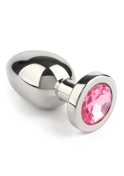 Bestel: Mr. Steel Jewled Butt Plug Small (Pink) - bij Happytoys: de erotische sex webshop | liever Happy dan Easy ⭐⭐⭐⭐⭐ - Default Title - 38130 - PINK
