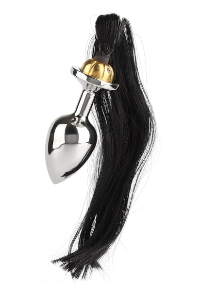 Bestel: Black Hair Pony Tail Rosebud by Mr. Steel - bij Happytoys: de erotische sex webshop | liever Happy dan Easy ⭐⭐⭐⭐⭐ - Default Title - 38145 - SILVER
