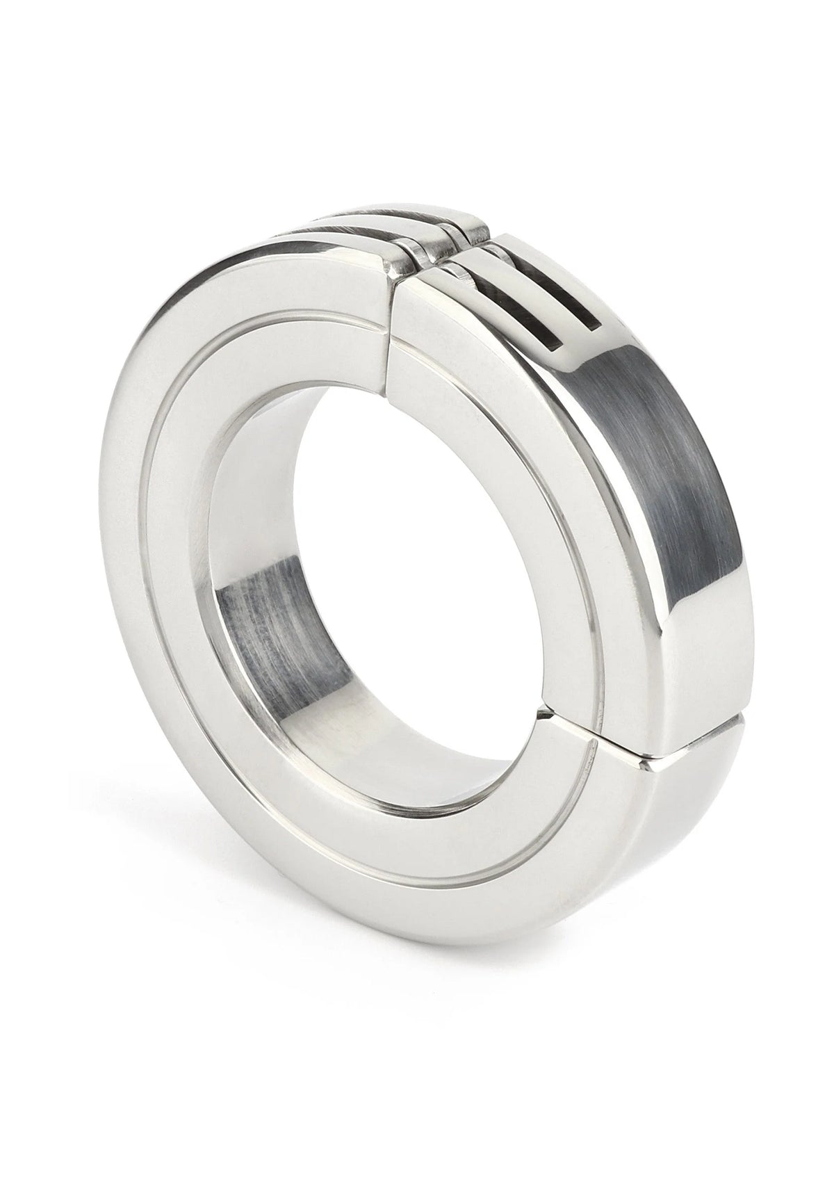 Bestel: Hinged Magnetic Cockring 45mm by Mr. Steel - bij Happytoys: de erotische sex webshop | liever Happy dan Easy ⭐⭐⭐⭐⭐ - Default Title - 38191 - SILVER