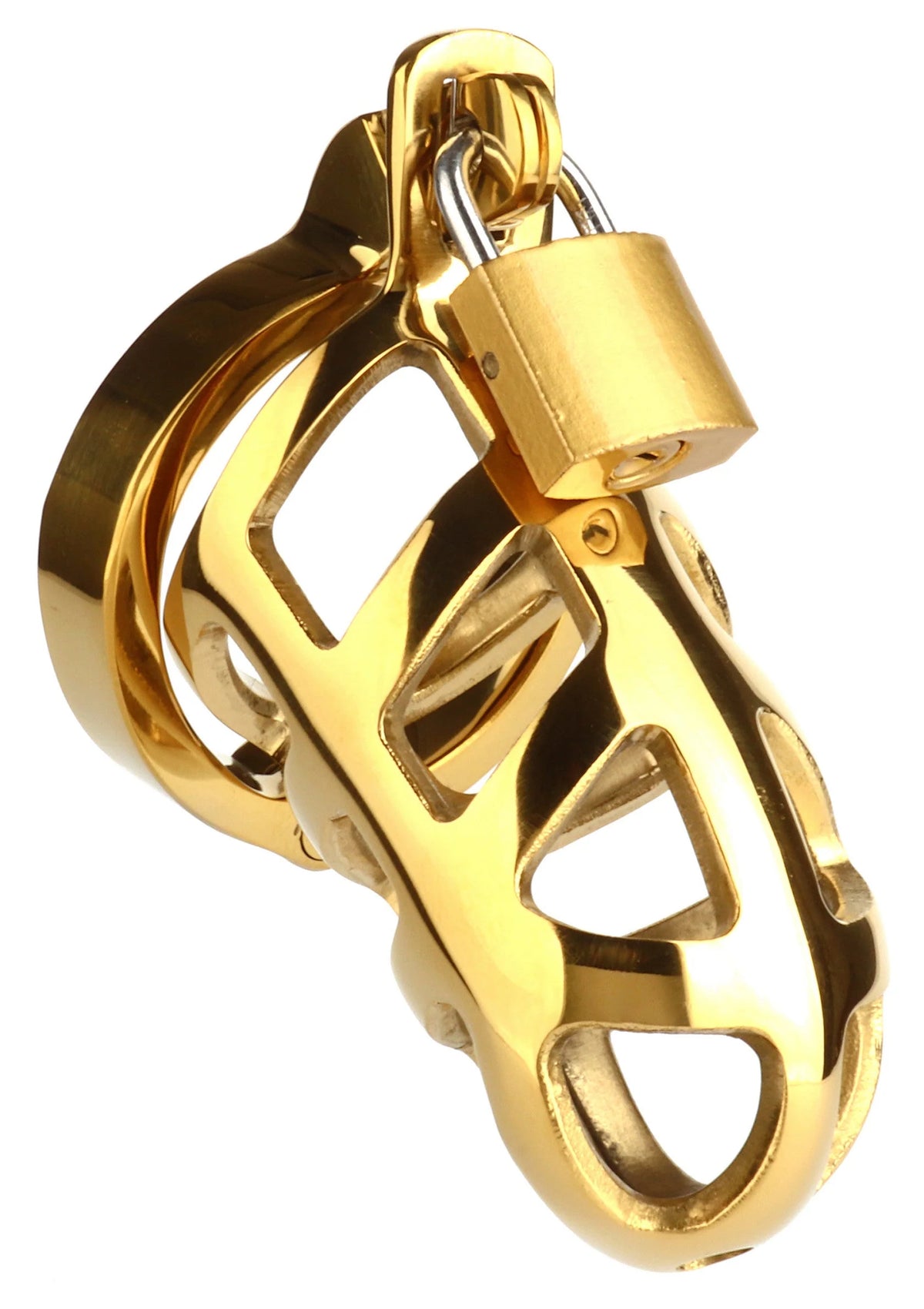Bestel: Brutal Chastity Cage Gold by Mr. Steel - bij Happytoys: de erotische sex webshop | liever Happy dan Easy ⭐⭐⭐⭐⭐