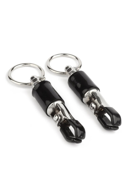Bestel: Barrel Tit Clamps With Ring by Mr.Steel - bij Happytoys: de erotische sex webshop | liever Happy dan Easy ⭐⭐⭐⭐⭐ - Default Title - 38414 - SILVER