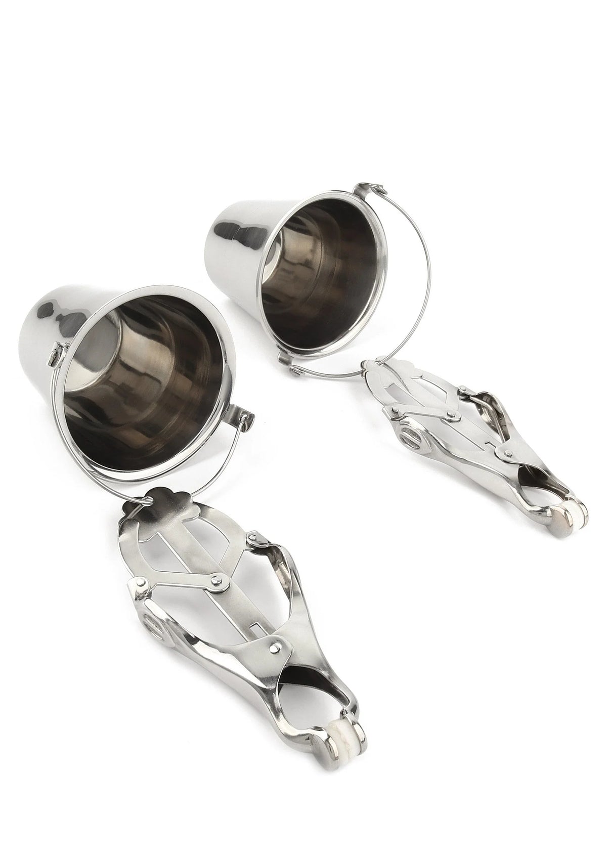 Bestel: Nipple Clamps with Buckets by Mr. Steel - bij Happytoys: de erotische sex webshop | liever Happy dan Easy ⭐⭐⭐⭐⭐ - Default Title - 38420 - SILVER