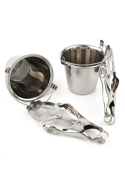 Bestel: Nipple Clamps with Buckets by Mr. Steel - bij Happytoys: de erotische sex webshop | liever Happy dan Easy ⭐⭐⭐⭐⭐