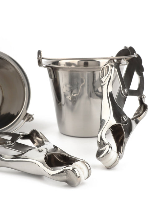 Bestel: Nipple Clamps with Buckets by Mr. Steel - bij Happytoys: de erotische sex webshop | liever Happy dan Easy ⭐⭐⭐⭐⭐