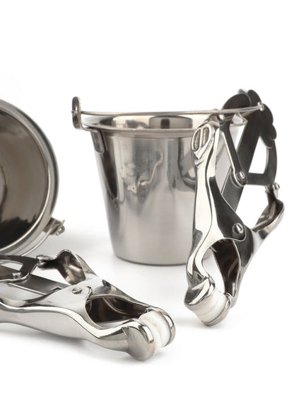 Bestel: Nipple Clamps with Buckets by Mr. Steel - bij Happytoys: de erotische sex webshop | liever Happy dan Easy ⭐⭐⭐⭐⭐