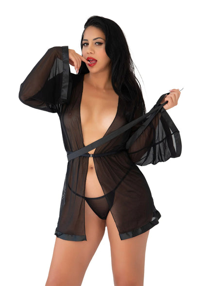Bestel: Sheer Kimono and String by Daring Intimates - bij Happytoys: de erotische sex webshop | liever Happy dan Easy ⭐⭐⭐⭐⭐