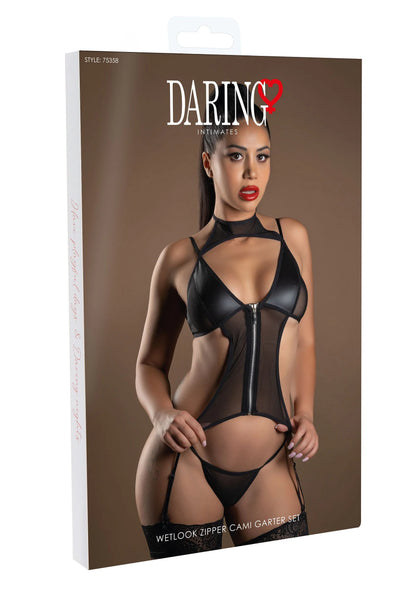 Bestel: Wetlook Zipper Cami Garter Set by Daring Intimates Naughty Whispers - bij Happytoys: de erotische sex webshop | liever Happy dan Easy ⭐⭐⭐⭐⭐