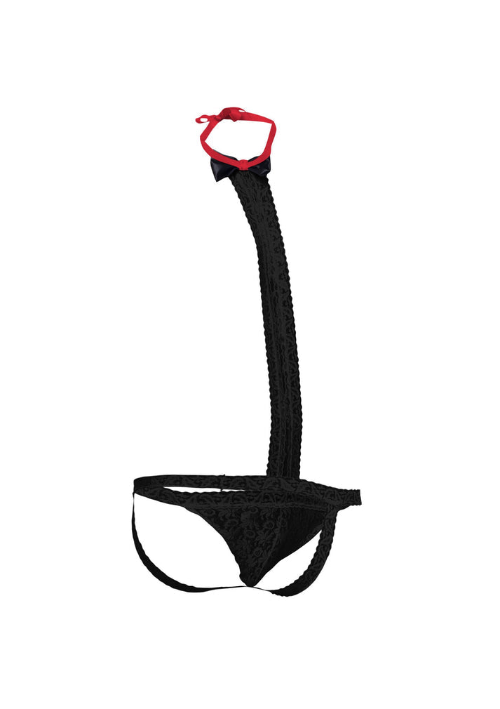 Bestel: MOB Tuxedo Lace Thong by MOB Eroticwear - bij Happytoys: de erotische sex webshop | liever Happy dan Easy ⭐⭐⭐⭐⭐
