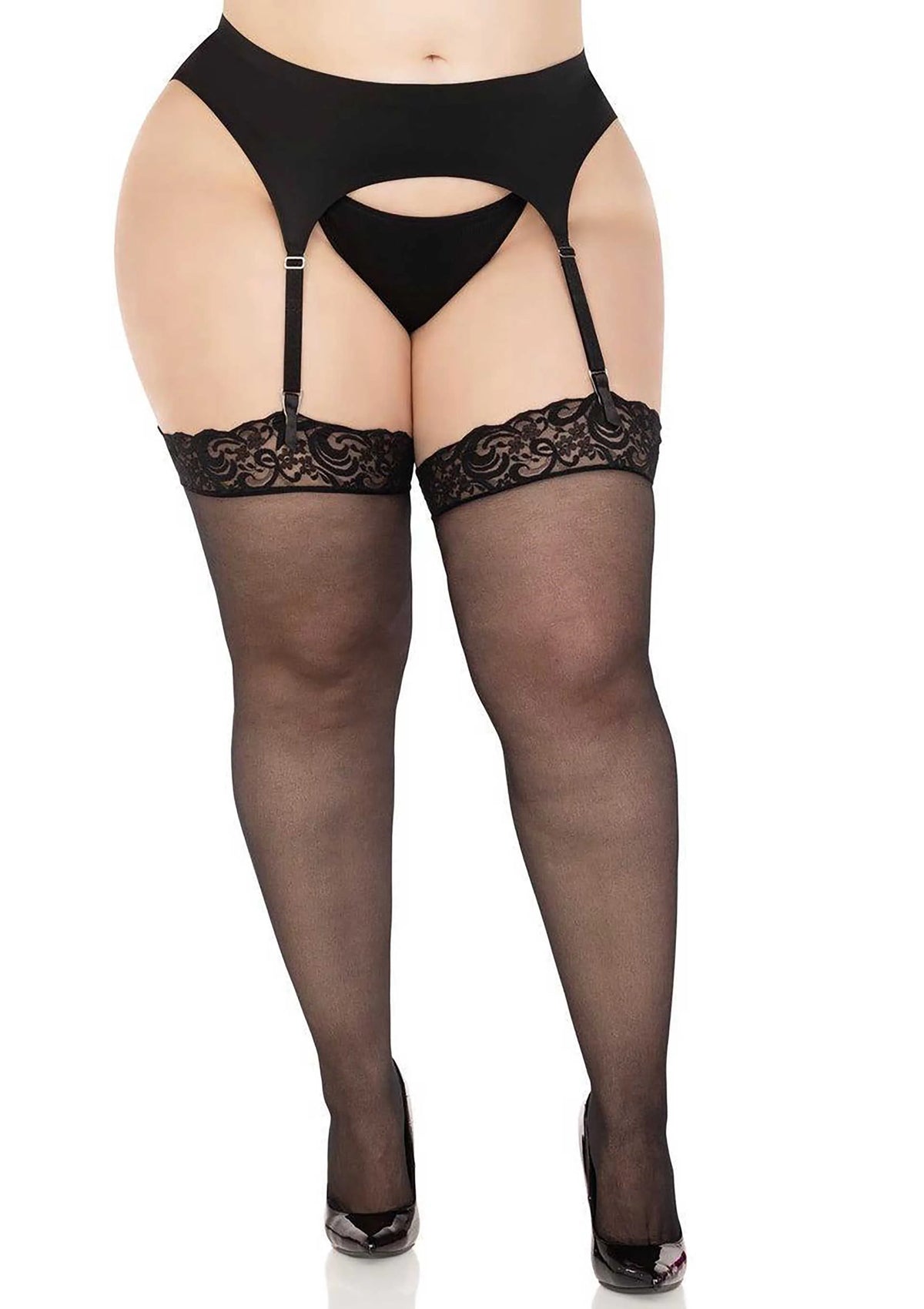 Bestel: Plus Sheer Backseam Stockings with Lace Top by Leg Avenue - bij Happytoys: de erotische sex webshop | liever Happy dan Easy ⭐⭐⭐⭐⭐