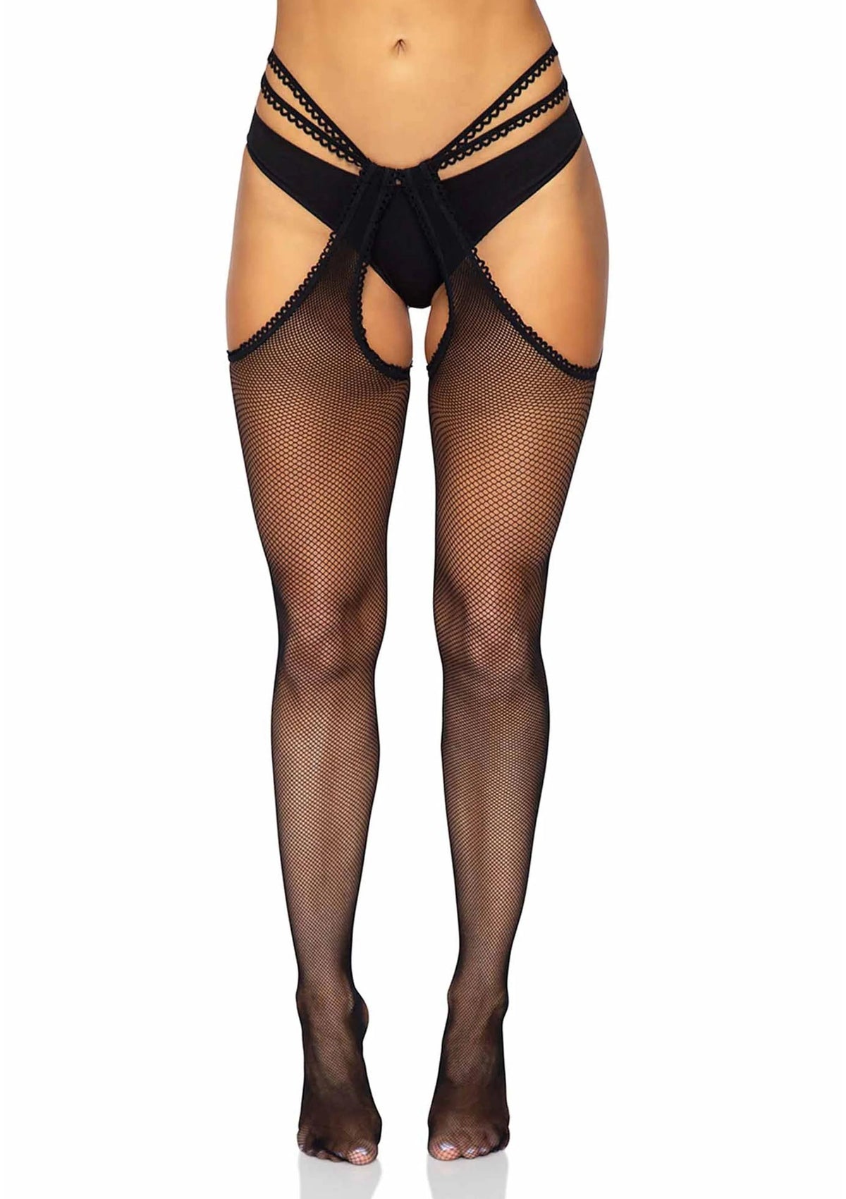 Bestel: Scalloped Fishnet Suspender Hose (Black) by Leg Avenue - bij Happytoys: de erotische sex webshop | liever Happy dan Easy ⭐⭐⭐⭐⭐