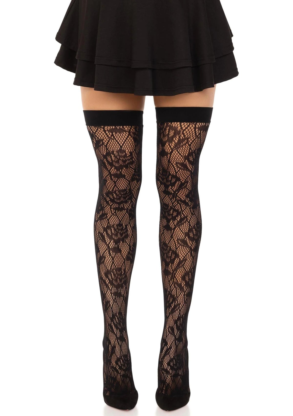 Bestel: Wild Rose Net Thigh Highs (Black) by Leg Avenue - bij Happytoys: de erotische sex webshop | liever Happy dan Easy ⭐⭐⭐⭐⭐