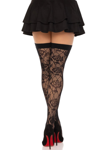 Bestel: Wild Rose Net Thigh Highs (Black) by Leg Avenue - bij Happytoys: de erotische sex webshop | liever Happy dan Easy ⭐⭐⭐⭐⭐