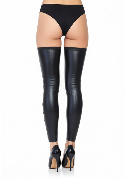 Bestel: Wetlook Footless Lace Up Thigh by Leg Avenue - bij Happytoys: de erotische sex webshop | liever Happy dan Easy ⭐⭐⭐⭐⭐