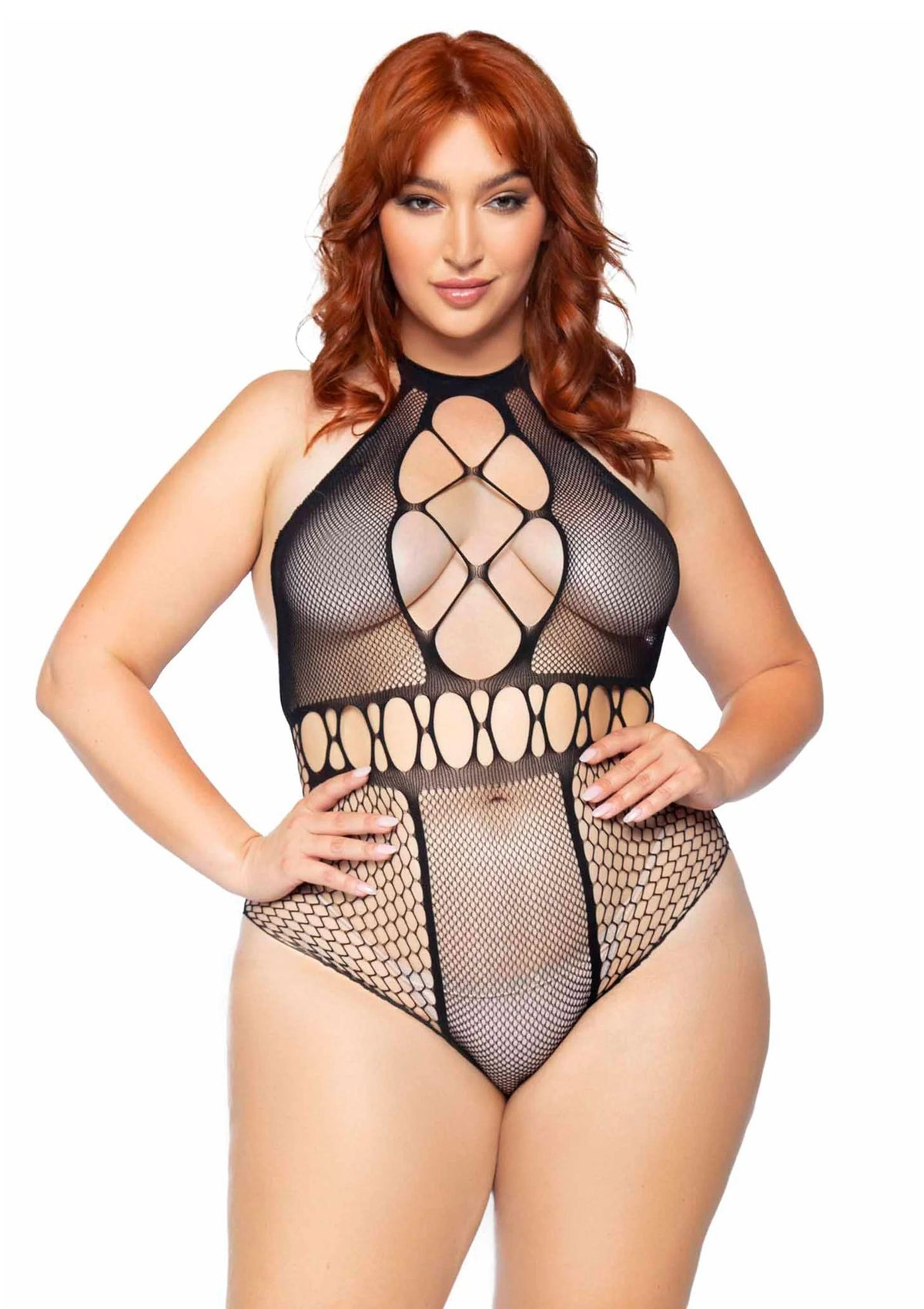 Bestel: Plus Seamless Halter Bodysuit (Black) by Leg Avenue - bij Happytoys: de erotische sex webshop | liever Happy dan Easy ⭐⭐⭐⭐⭐ - Default Title - 82029 - BLACK - 1X/2X