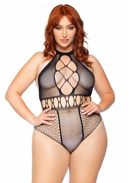 Bestel: Plus Seamless Halter Bodysuit (Black) by Leg Avenue - bij Happytoys: de erotische sex webshop | liever Happy dan Easy ⭐⭐⭐⭐⭐ - Default Title - 82029 - BLACK - 1X/2X