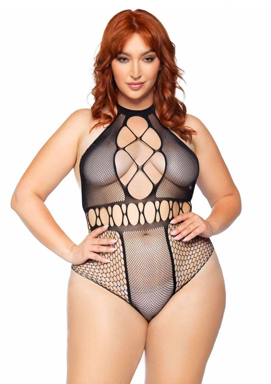 Bestel: Plus Seamless Halter Bodysuit (Black) by Leg Avenue - bij Happytoys: de erotische sex webshop | liever Happy dan Easy ⭐⭐⭐⭐⭐ - Default Title - 82029 - BLACK - 1X/2X