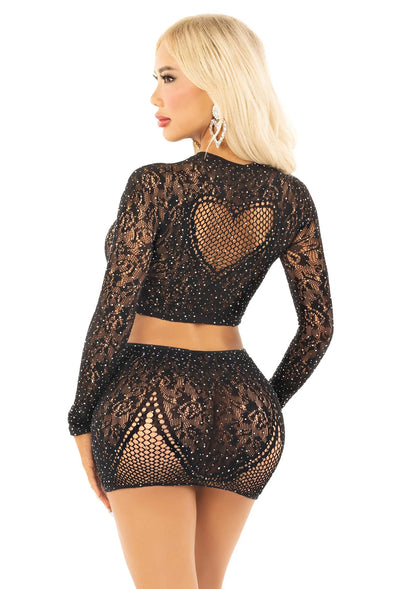 Bestel: Rhinestone Crop Top and Mini Skirt by Leg Avenue - bij Happytoys: de erotische sex webshop | liever Happy dan Easy ⭐⭐⭐⭐⭐