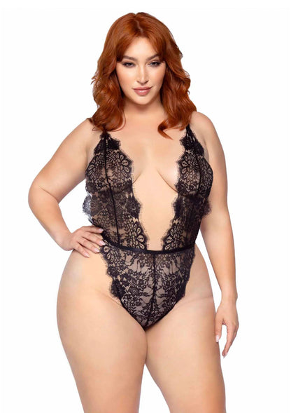 Bestel: Plus Teddy with Cheeky Thong and Lace Robe by Leg Avenue - bij Happytoys: de erotische sex webshop | liever Happy dan Easy ⭐⭐⭐⭐⭐