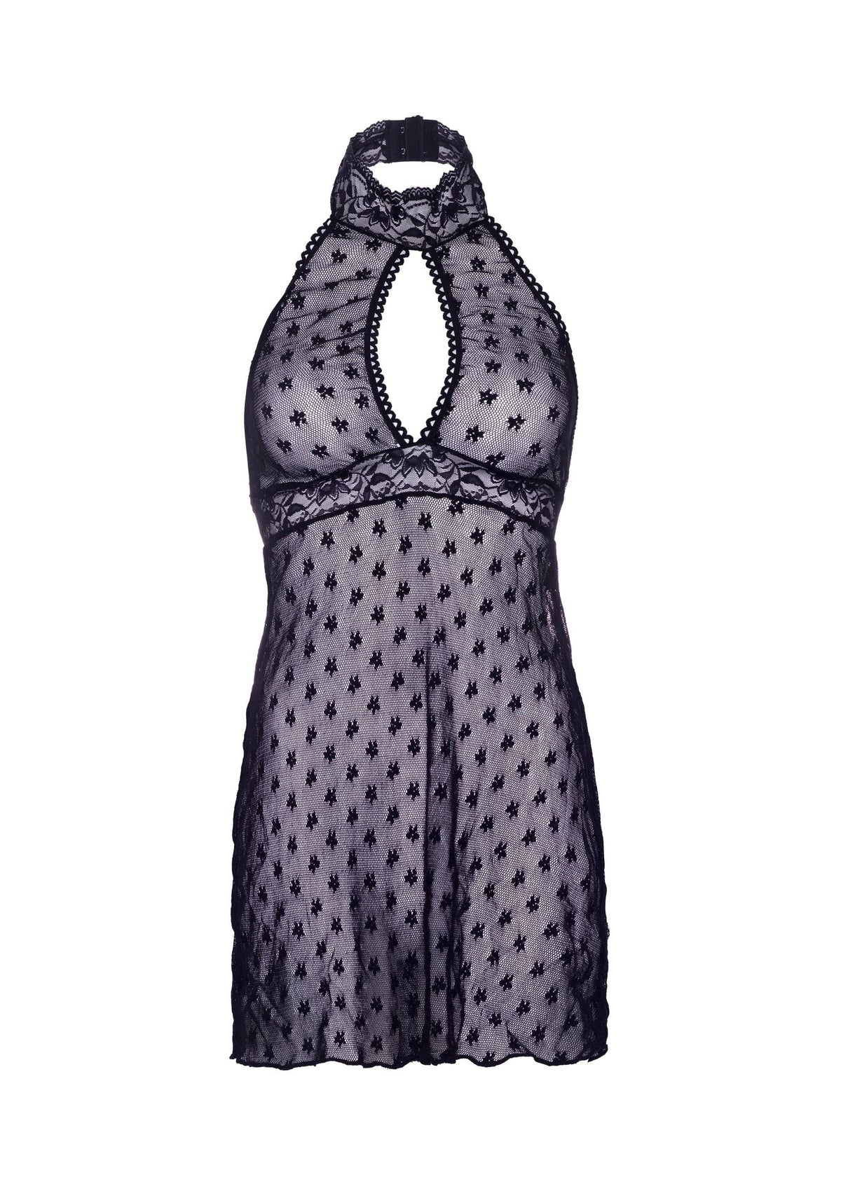 Bestel: Lace Trimmed Halter Babydoll (Black M/L) by Leg Avenue - bij Happytoys: de erotische sex webshop | liever Happy dan Easy ⭐⭐⭐⭐⭐