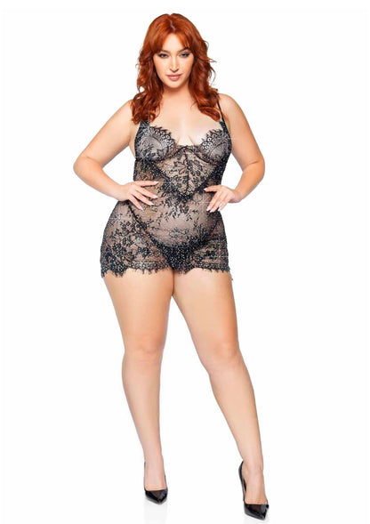 Bestel: Plus Rhinestone Mini Dress and String by Leg Avenue - bij Happytoys: de erotische sex webshop | liever Happy dan Easy ⭐⭐⭐⭐⭐