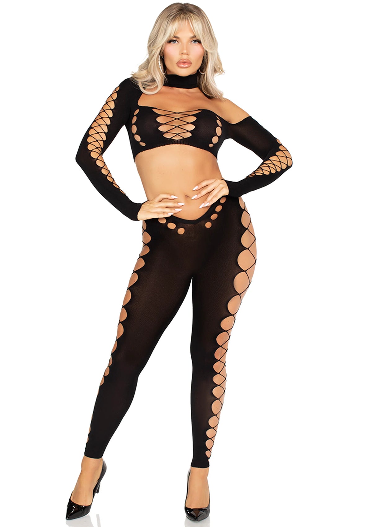 Bestel: Seamless Cut - Out Crop Top and Legging by Leg Avenue - bij Happytoys: de erotische sex webshop | liever Happy dan Easy ⭐⭐⭐⭐⭐