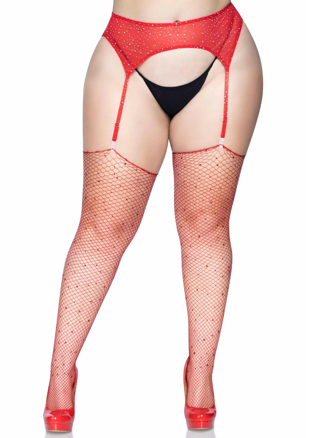 Bestel: Plus Rhinestone Fishnet Stockings Red by Leg Avenue - bij Happytoys: de erotische sex webshop | liever Happy dan Easy ⭐⭐⭐⭐⭐