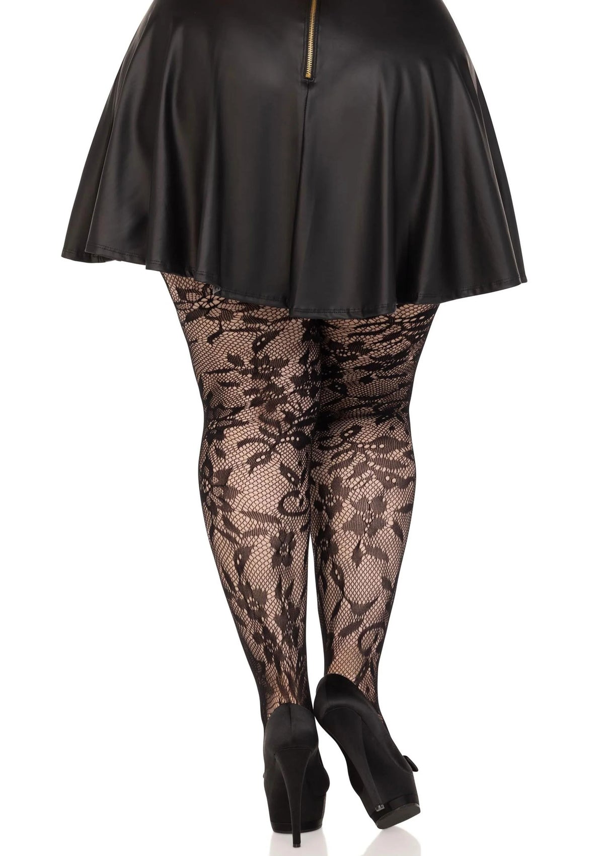 Bestel: Plus Seamless Floral Lace Pantyhose (Black) by Leg Avenue - bij Happytoys: de erotische sex webshop | liever Happy dan Easy ⭐⭐⭐⭐⭐