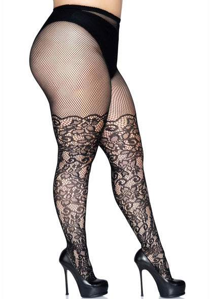 Bestel: Plus Floral Vine Net Pantyhose by Leg Avenue - bij Happytoys: de erotische sex webshop | liever Happy dan Easy ⭐⭐⭐⭐⭐