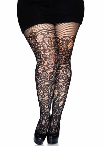 Bestel: Plus Floral Vine Net Pantyhose by Leg Avenue - bij Happytoys: de erotische sex webshop | liever Happy dan Easy ⭐⭐⭐⭐⭐